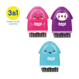 Точилка с ластиком пласт. контейнер 